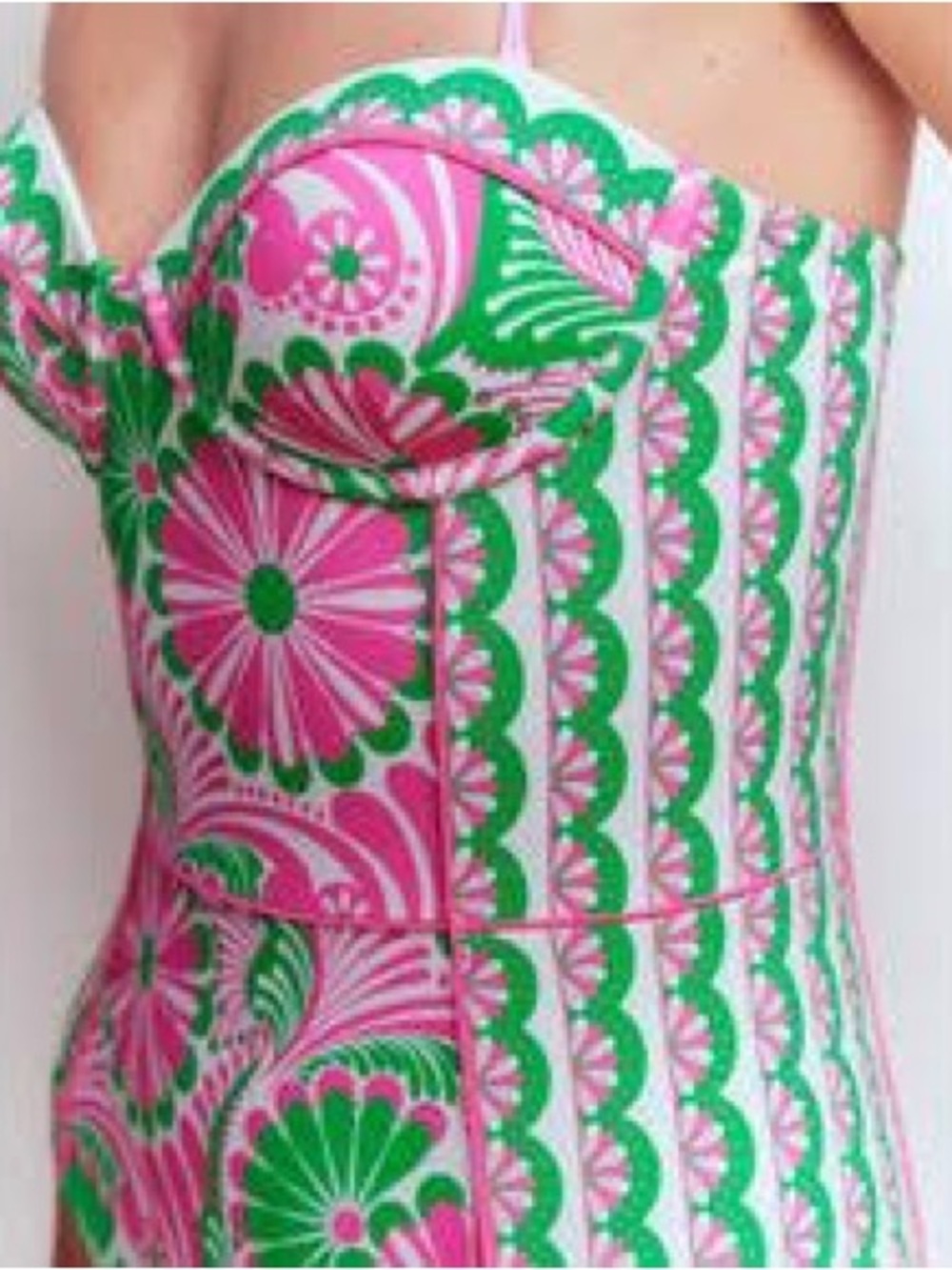 Boden Euphoric Garden Pink and Green Floral-Print One-Piece Swimsuit, Small/34B - Picture 3 of 8